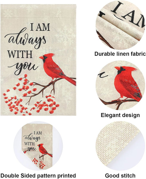 2 Pcs Cardinal Garden Flags Gifts Decor for Graves When Cardinal Appear Memorial Yard Flag I Am Always with You Cemetery Flag Bereavement Gift Out...