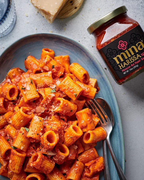 Mina Harissa Hot Sauce, Gourmet Moroccan Heat, Homestyle Spicy Red Chili Harissa Paste with Tangy Twist, 10 oz (Pack of 2) Harissa Sauce, Excite Y...