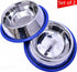Set of 2 Etched Stainless Steel Dog Bowls, Easy to Clean with Non-Skid No-Tip Silicone Ring, Feeding Bowls for Dogs (2 Pak / 32oz Each Bowl)...