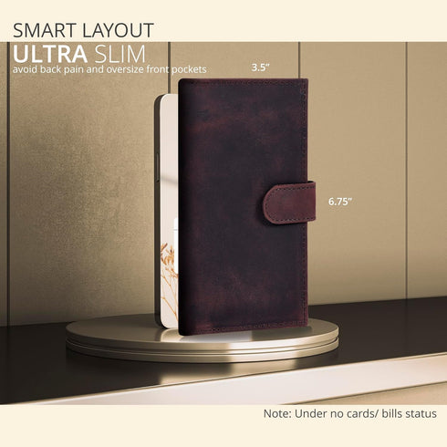 Oak Leathers Checkbook Cover Slim Minimalist For Men with RFID Blocking Credit Card Holder Wallet...
