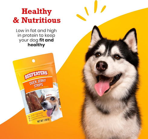 Beefeaters Duck Jerky Strips Dog Treat, 1.58oz, Case of 12, Brown...