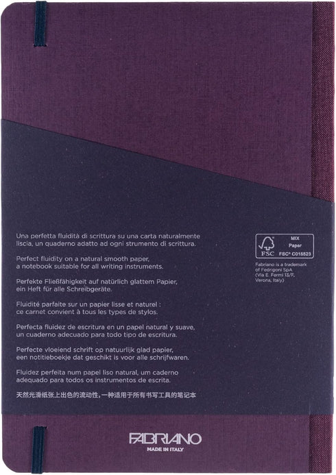 Fabriano Ecoqua Plus Fabric-Bound Notebook, 5.8" x 8.3", A5, Dotted, Wine...