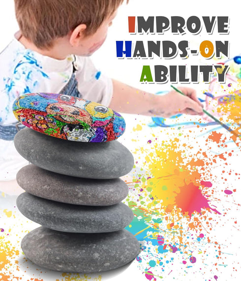 River Rocks for Painting Rock Painting Supplies Rocks to Paint River Rock Paint Flat Stones for Crafts River Stones for Painting Smooth Flat Rocks...