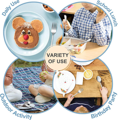TeamFar Toddler Utensils, Stainless Steel Toddler Silverware Small Kid Cutlery Set for Self-Feeding, with Line Patterned Edge, Healthy & Non Toxic...