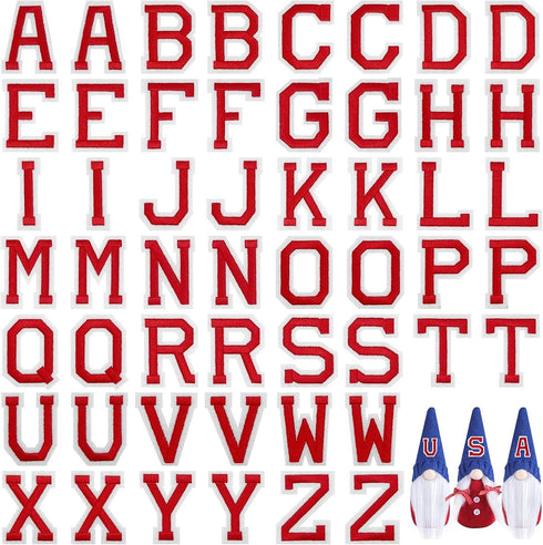 Jongdari Iron on Letters, 52 Pcs Alphabet Patches with Ironed Adhesive, Decorate Repair Patches for Shirts Jackets Hats Jeans Shoes Bags(Red)...