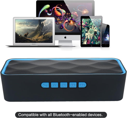 Wireless Bluetooth Speaker with AUX/USB/TF card slot,Outdoor Portable Stereo Speaker with HD Audio,Enhanced Bass, Dual-Driver,Handsfree Calling, F...