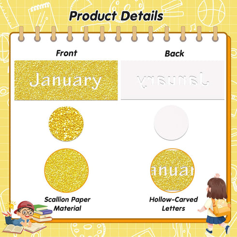 Zonon 48 Pieces Holiday Monthly Headliners Set 12 Months of The Year Headers Monthly Bulletin Board Borders Seasonal Monthly Headers with 36 Round...
