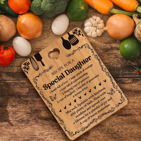 Daughter Birthday Gifts - "Recipe for a Special Daughter" Daughter Gifts from Mom Cutting Board, Bamboo-Made Engraved Gifts for Daughter, Daughter...