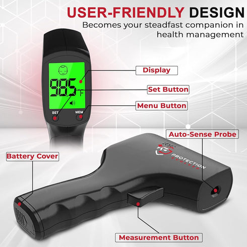 Forehead Infrared Thermometer for Kids/Adults/Room/Liquid Temperature Checks - Digital Handheld Non Contact LCD Thermometer with Alarm, 20 Memory ...