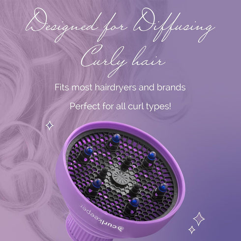 Curl Keeper Diffuser Hair Dryer for Curly Hair - Pop Up Silicone Hair Diffuser Attachment for Blow Dryers - Travel-Friendly & Universal Adjustable...