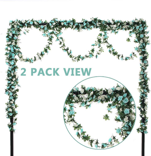 Miracliy 5Pcs 41FT Blue and White Flower Garland Artificial Rose Arch Vines Fake Spring Floral Garland for Flower Wall Backdrop Wedding Mothers Da...