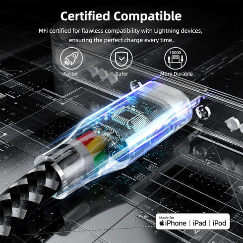 iPhone Charger Fast Charging Cord 3 Pack 10 FT Apple MFi Certified Lightning Cable Nylon Braided iPhone Charger Cord Compatible with iPhone 13 12 ...