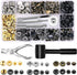 Alritz 120 Set Leather Snap Fasteners Kit with Hammer Puncher, 12.5mm Metal Button Snaps Press Studs with 4 Setter Tools for Clothes, Jackets, Jea...