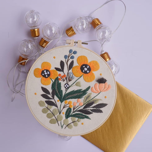 Bonroy 4 Sets Embroidery Kit for Beginners Art Craft Handy Sewing Include Embroidery Clothes with Pattern, Hoops, Instructions,Color Threads Needl...