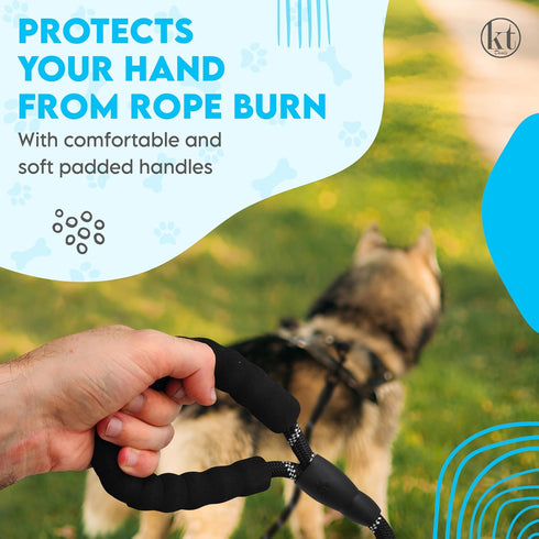 5 FT Dog Leash with Padded Handle and Reflective Rope Heavy-Duty Padded Leash for Small Medium and Large Dogs...