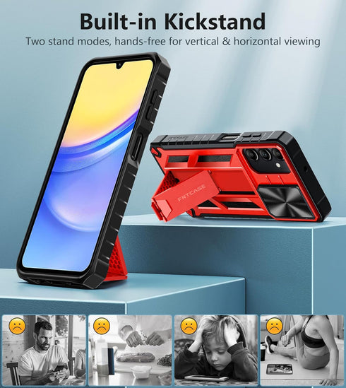 FNTCASE for Samsung Galaxy A15-5G Case: Protective Shockproof Rugged Military Grade Drop Protection A15 Cell Phone Mobile Cover with Kickstand | T...
