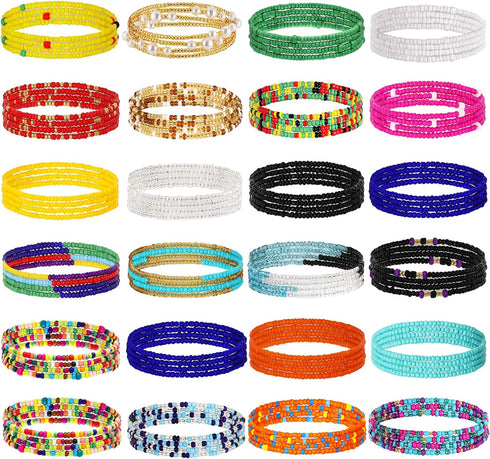 TOBENY SHIWE 24PCS Waist Bead Chains for Women Colorful Summer Body Chains Belly Beads Bikini Jewelry Chains Bead Waist Chains Set...