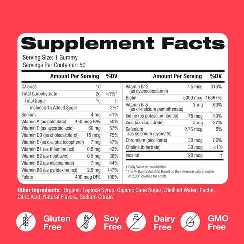 VitaHustle Womens Multivitamin Gummies, Vegan, Biotin, Folate, Female Health, Hair, Skin & Nails, Low Sugar, Non GMO, Tropical Splash, 50 Count...