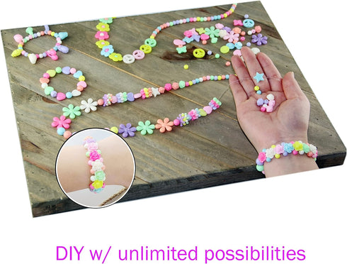 Jewelry Making kit Beads for Bracelets Making kit for Girls. 500+ Pieces Variety Shapes and Colors Perfect Toys for Girls Kids Age 4-6-8-10-12...