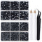 LPBeads 6400 Pieces Hotfix RhinestonesJet Hematite Flat Back 5 Mixed Sizes Crystal Round Glass Gems with Tweezers and Picking Rhinestones Pen...