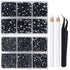 LPBeads 6400 Pieces Hotfix RhinestonesJet Hematite Flat Back 5 Mixed Sizes Crystal Round Glass Gems with Tweezers and Picking Rhinestones Pen...