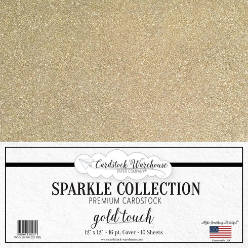 Cardstock Warehouse Sparkle Gold Touch Glitter - 12 x 12" - 16 Pt. / 280 Gsm Premium Cardstock Paper - 10 Sheets...