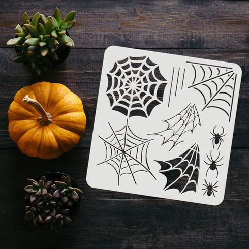FINGERINSPIRE Spiderweb Stencil 11.8x11.8inch Reusable Spiderweb and Spider Stencil Spider Drawing Stencil DIY Arts and Crafts Spider Web Stencil ...