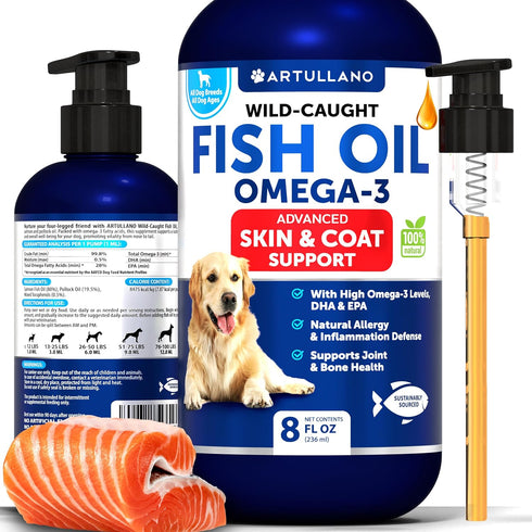Omega 3 Fish Oil for Dogs - Better Than Salmon Oil for Dogs - Dog Fish Oil - Fish Oil Liquid for Pets EPA DHA - Skin and Coat Food Supplement for ...