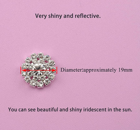 Hahiyo Crystal Rhinestone Flower Buttons Clear Glass 19mm Flatback Bling Reflective Sparkly Big Enough Hole Thread Clean Remove for DIY Jewelry Se...
