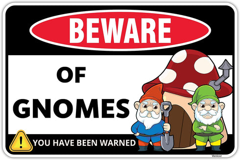 Venicor Gnome Sign Decor - 8 x 12 Inches - Aluminum - Funny Gnome Gifts for Women - Gnome Decorations for Home Stuff...