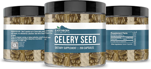 Earthborn Elements Celery Seed Extract 200 Capsules, Pure & Undiluted, No Additives...