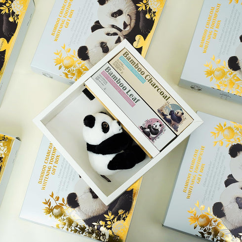 Panda Toothpaste 5-in-1 Contains One Bamboo Charcoal Toothpaste + One Bamboo Leaf Toothpaste?Two Bamboo Toothbrushes?and One Panda Doll. (15.34 Oz...