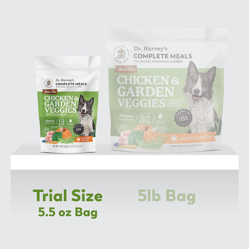 Dr. Harvey's Chicken & Garden Veggies Dog Food, Human Grade Grain-Free Dehydrated Food for Dogs with Freeze-Dried Chicken, Trial Size (5.5 Oz)...