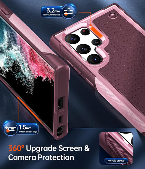 LeYi for Samsung-Galaxy-S22-Ultra-Case for Women Girls, Dual Layer Protective Fall Resistant Rugged Hard PC Back & Soft Bumper Resilient Shock Abs...