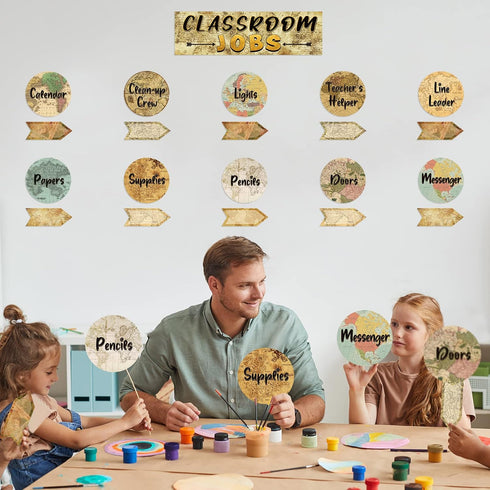 Travel The Map Classroom Jobs Bulletin Board Set Classroom Helpers Charts Teacher's Helper Chalkboard Wall Decor for Classroom Bulletin Board Deco...