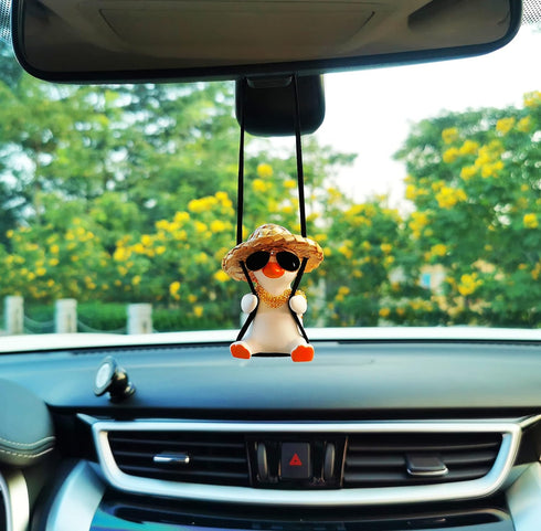 Funny Swinging Duck Car Mirror Hanging Ornament - Cool Automotive Rearview Mirror Accessories for Men Women Teens, Cute Truck Car Pendant Charm De...
