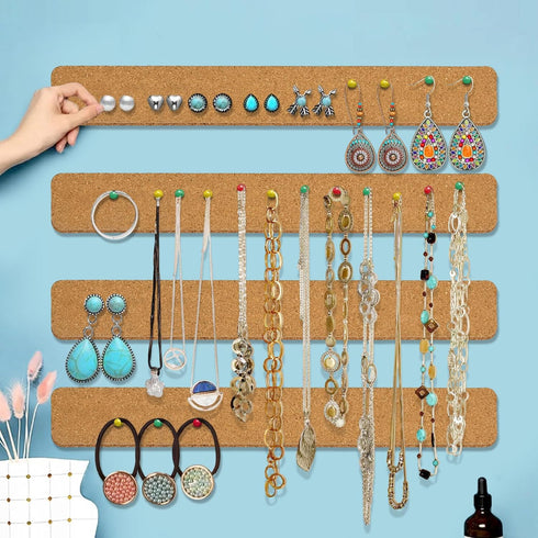 Small Cork Board, 12 Pack 15 x 2 x 0.5 in Adhesive Cork Board Strips for Walls Office with 50 Push Pins for Paste Notes, Photos, Schedules, Photos...