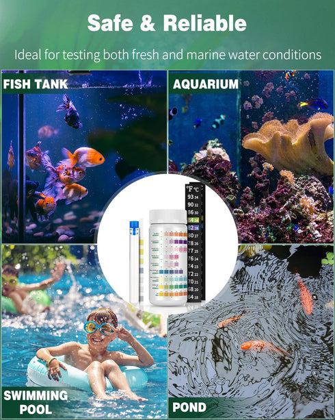 Pawfly 9 in 1 Aquarium Test Kit, Fish Tank Test Strips for pH Chlorine Nitrate Nitrite Carbonate Hardness Total Alkalinity Iron Copper, Freshwater...