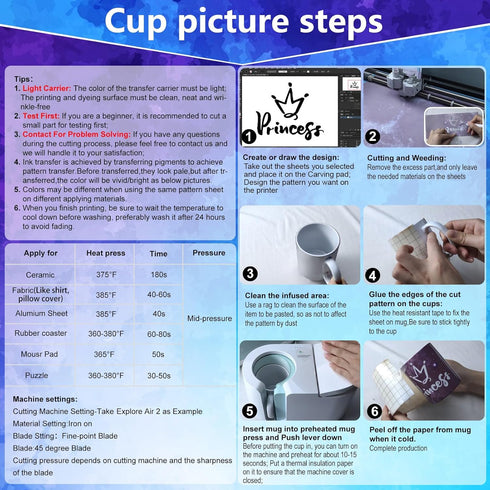 DoreenBow Heat Transfer Paper Sheets Marble Heat Transfer Paper Sublimation Sheets Printable Heat Transfer for Mug T-Shirts Bags...