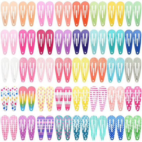Toddler Hair Clips, Funtopia 80 Pcs (1.2 Inch, 3cm) Cute Mini Snap Hair Clips for Baby Girls Kids, Colorful Small Snap Barrettes Metal Barrette fo...