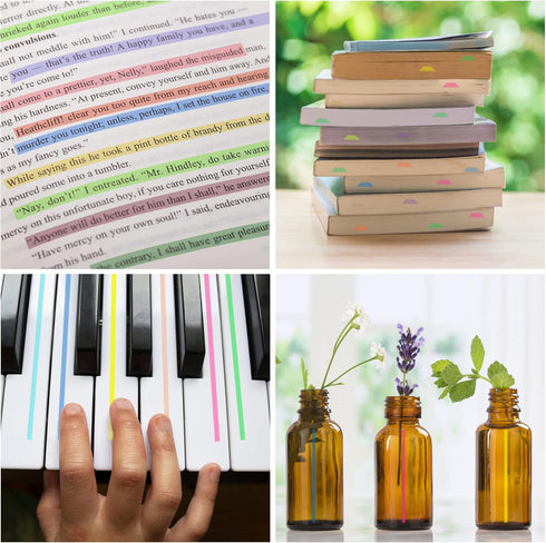 HAUTOCO 960PCS Highlighter Tape for Books, 6 Sheets Long Sticky Notes Tabs for Annotating Books, Transparent Highlighter Strips Index Flags Page M...