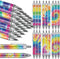 24 Pcs Tie Dye Ballpoint Pens Black Ink Pens 1.0 mm Fine Point Smooth Writing Retractable Reusable Pens for Office School Party Note Taking Journa...