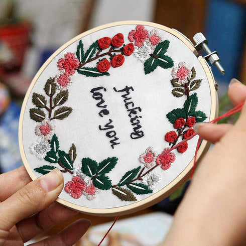 Nuberlic Embroidery Starter Kit Cross Stitch for Adults Beginner Printed Embroidery Starters Kits with Pattern for Kids Crafts Embroidery Hoops Fl...