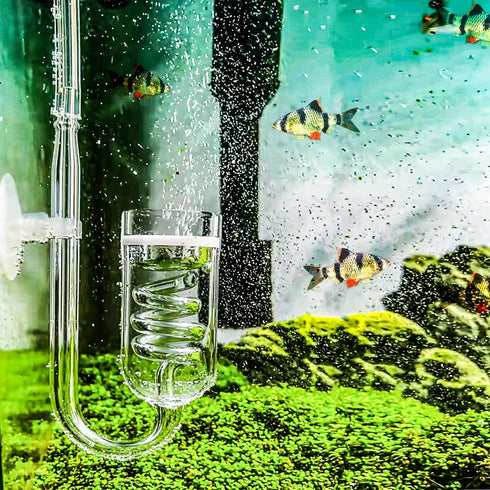 CO2 Diffuser Aquarium Glass Spiral CO2 Atomizer Diffuser Bubble Counter Check with Suction Cup for Aquarium Planted Fish Tank Supply Accessories...