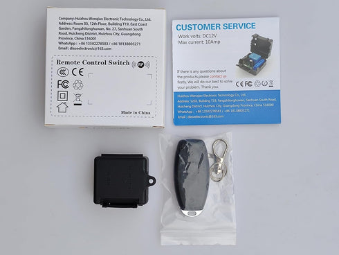 DieseRC 433Mhz Universal Wireless Remote Control Switch DC 12V 1CH RF Relay Receiver Module with 1 Transmitter, EV1527 Learning Code Remote Switch...