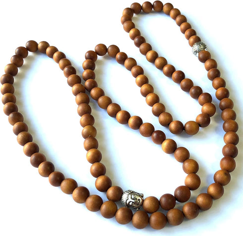 Mens Womens 108 Bead Sandalwood 8mm Mala Bracelet - Yoga Meditation Beads - Buddha Prayer Beads...