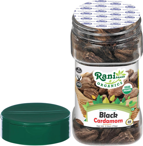 Rani Organic Black Cardamom Pods (Kali Elachi) Whole Indian Spice 2.5oz (70g) PET Jar ~ All Natural | Vegan | Gluten Friendly | NON-GMO | Indian O...