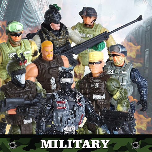 8-Pack Military Toy Soldiers Action Figures Playset, US Army Men and SWAT Team with Military Weapons Accessories for Kids Boys Girls...