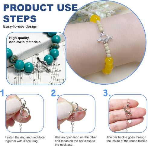 Heather's cf 130 set Toggle Jewelry Clasps Necklace Toggle Clasp Silver Toggle Clasps for Jewelry Making...