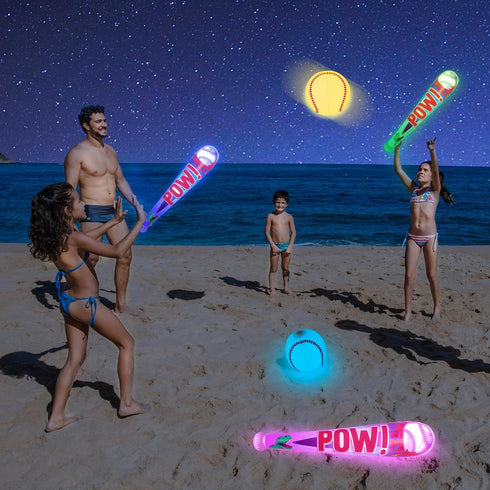 Pool Toys Beach Games for Kids - Inflatable Baseball with LED Light-up Glow in The Dark Bat Party Outdoor, Boys Ages 8-12 Water...
